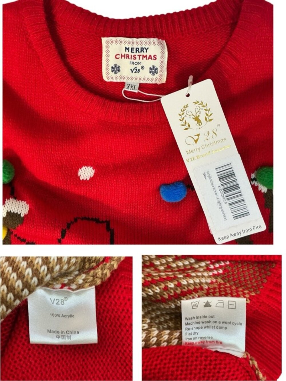 Ugly Christmas Sweater Crew Neck Rudolph Reindeer Red NEW Women Plus XXL - Picture 5 of 16